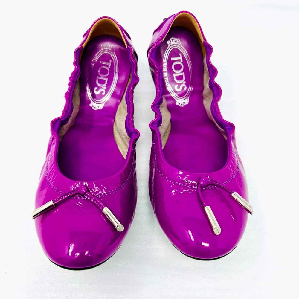 Tod’s Purple Patent Leather Ballet Flats